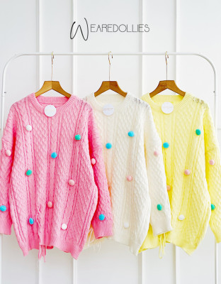 ALINE KNIT BLOUSE / KNIT BLOUSE POMPOM