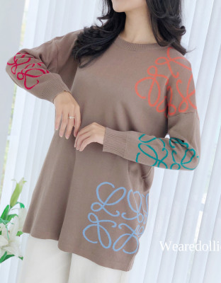 BELONA SWEATER / SWEATER KNIT MOTIF BORDIR