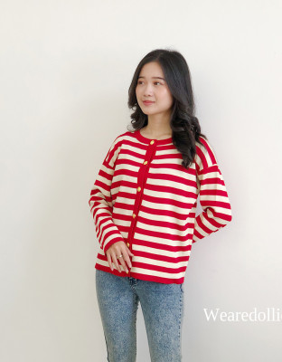 BLASTERA KNIT TOP / KNIT STRIPES CARDY TOP