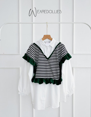 BONNIE BLOUSE / ATASAN BLOUSE MOTIF STRIPES RUFFLE