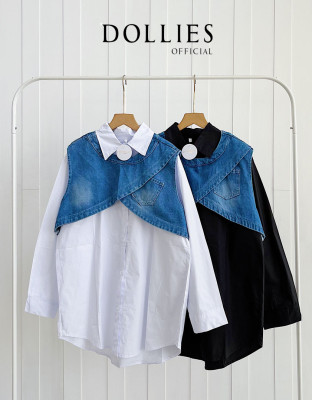 CALESTY SHIRT / KEMEJA KATUN MIX VEST DENIM