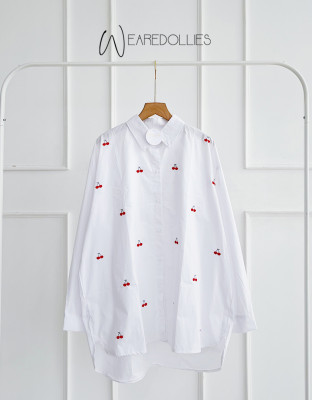 CHERRY WHITE SHIRT / KEMEJA PUTIH BORDIR