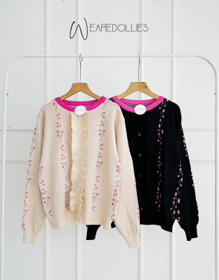 DOZME BLOUSE / ATASAN KNIT IMPORT MOTIF BUNGA