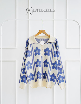 FLORA DAISY BLUE  / BLOUSE KNIT BUNGA