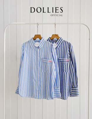 GANNI SHIRT / KEMEJA STRIPES MIX PITA BRODIR