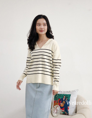 GIOLA KNIT TOP / ATASAN KNI WANITA KERAH LEBAR