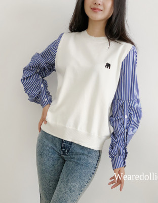 HANI BLOUSE / BLOUSE KNIT MIX KATUN BASIC