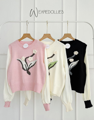 LADY SWEATER / SWEATER KNIT MOTIF BUNGA