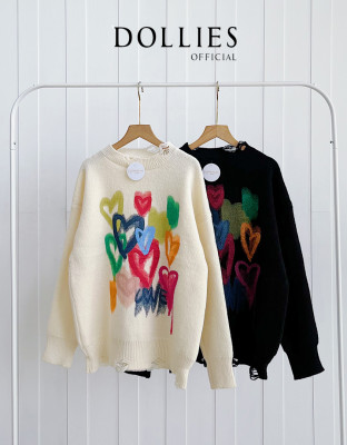 LIBBY SWEATER / SWEATER RAJUT SABLON LOVE RAINBOW