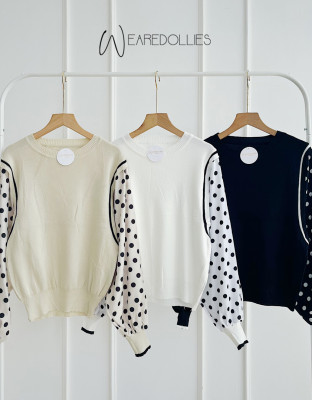 MAIRA POLKA TOP  / ATASAN KNIT MOTIF POLKA