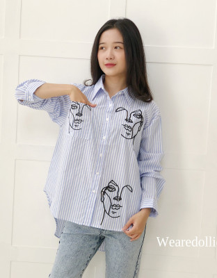 ORIZA STRIPES SHIRT / KEMEJA OVERSIZE MOTIF SALUR