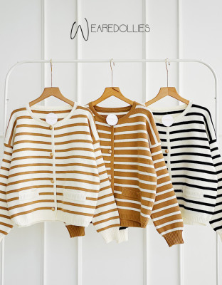 PRILA KNIT OUTER / CARDIGAN STRIPES IMPORT