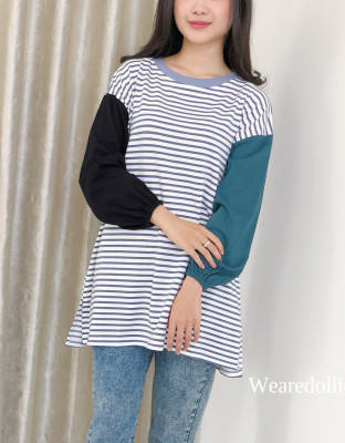 RIANO BLOUSE / BLOUSE OVERSIZE MOTIF STRIPES