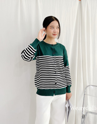 STIMA KNIT OUTER / CARDIGAN KNIT MOTIF STRIPES