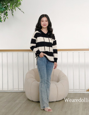 STRIPES NOA SWEATER / SWEATER KNIT MIX HOODIE