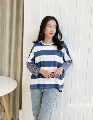 STRIPES VINLI TOP / ATASAN MOTIF STRIPES OVERSIZE