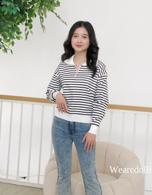 SWEET KNIT TOP / KNIT BLOUSE STRIPES