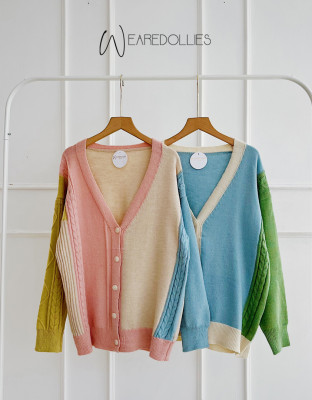 TWO TONE CARDY / CARDIGAN KNIT PREMIUM