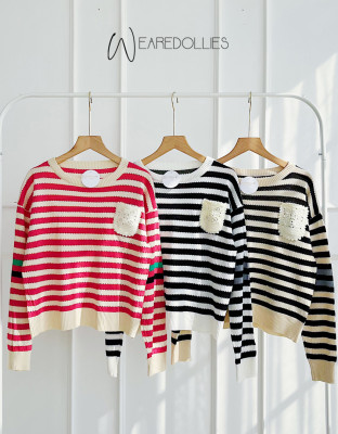 VEZY BLOUSE / ATASAN RAJUT MOTIF GARIS