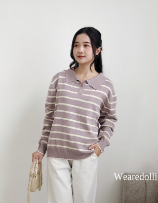 ZAECA STRIPES TOP / ATASA KNIT STRIPES KERAH