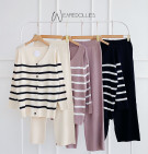 AIMARA SET / ONESET KNIT MOTIF STRIPES