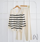 AIMARA SET / ONESET KNIT MOTIF STRIPES