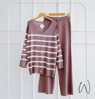 AIMARA SET / ONESET KNIT MOTIF STRIPES