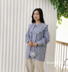 BINNA SHIRT / KEMEJA STRIPES KERAH LEBAR