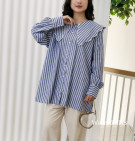 BINNA SHIRT / KEMEJA STRIPES KERAH LEBAR