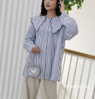 BINNA SHIRT / KEMEJA STRIPES KERAH LEBAR