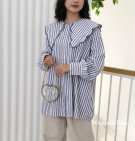 BINNA SHIRT / KEMEJA STRIPES KERAH LEBAR