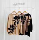 BORYSA SWEATER / SWEATER KNIT MOTIF BUNGA PRINTING