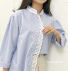 CARIA SHIRT / KEMEJA STRIPES KATUN MIX LACE