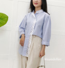 CARIA SHIRT / KEMEJA STRIPES KATUN MIX LACE