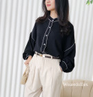 DAVIRA SHIRT / ATASAN HITAM WANITA BASIC