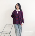 ELUSA TOP / ATASAN KAOS KERAH BASIC MOTIF SALUR