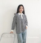 ELUSA TOP / ATASAN KAOS KERAH BASIC MOTIF SALUR