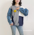 FANILA SWEATER / COLAR SWEATER KNIT MIX DENIM