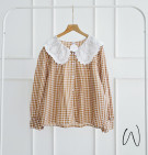 FELIA TOP / ATASAN MOTIF GINGHAM KERAH BROKAT