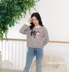 HI TRY TOP / STRIPES KNIT SABLON