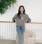 HI TRY TOP / STRIPES KNIT SABLON