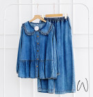 KAY DENIM SET / ONESET DENIM KERAH RUFFLE