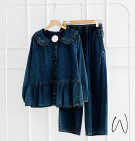 KAY DENIM SET / ONESET DENIM KERAH RUFFLE