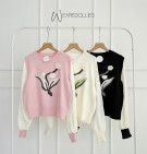 LADY SWEATER / SWEATER KNIT MOTIF BUNGA