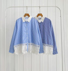 MERY SHIRT / KEMEJA STRIPES MIX LACE BROKAT