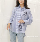 ORIZA STRIPES SHIRT / KEMEJA OVERSIZE MOTIF SALUR