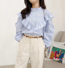 POLKA BLUE SHIRT / ATASAN KEMEJA RUFFLE