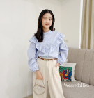 POLKA BLUE SHIRT / ATASAN KEMEJA RUFFLE