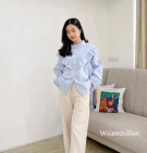 POLKA BLUE SHIRT / ATASAN KEMEJA RUFFLE