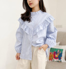 POLKA BLUE SHIRT / ATASAN KEMEJA RUFFLE